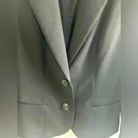 Classic stretch blazer crisp black size 8 Ak Anne Klein Two Button Suit Jacket - Picture 3 of 5